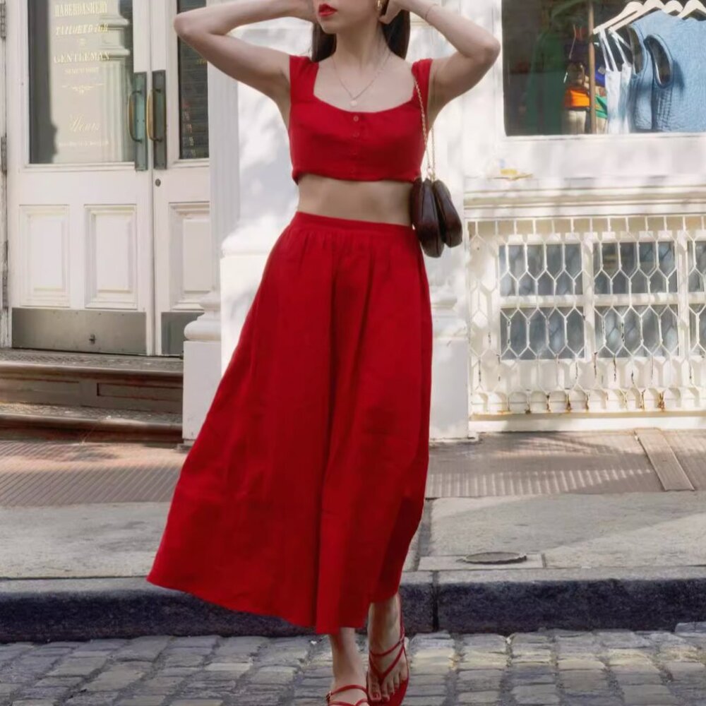 Reformation Scarlet Two-Piece Midi Dress